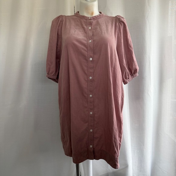 Madewell Dresses & Skirts - Madewell Corduroy Puff‎ Sleeve Midi Dress Size XXL Dusty Rose Pink Prairie